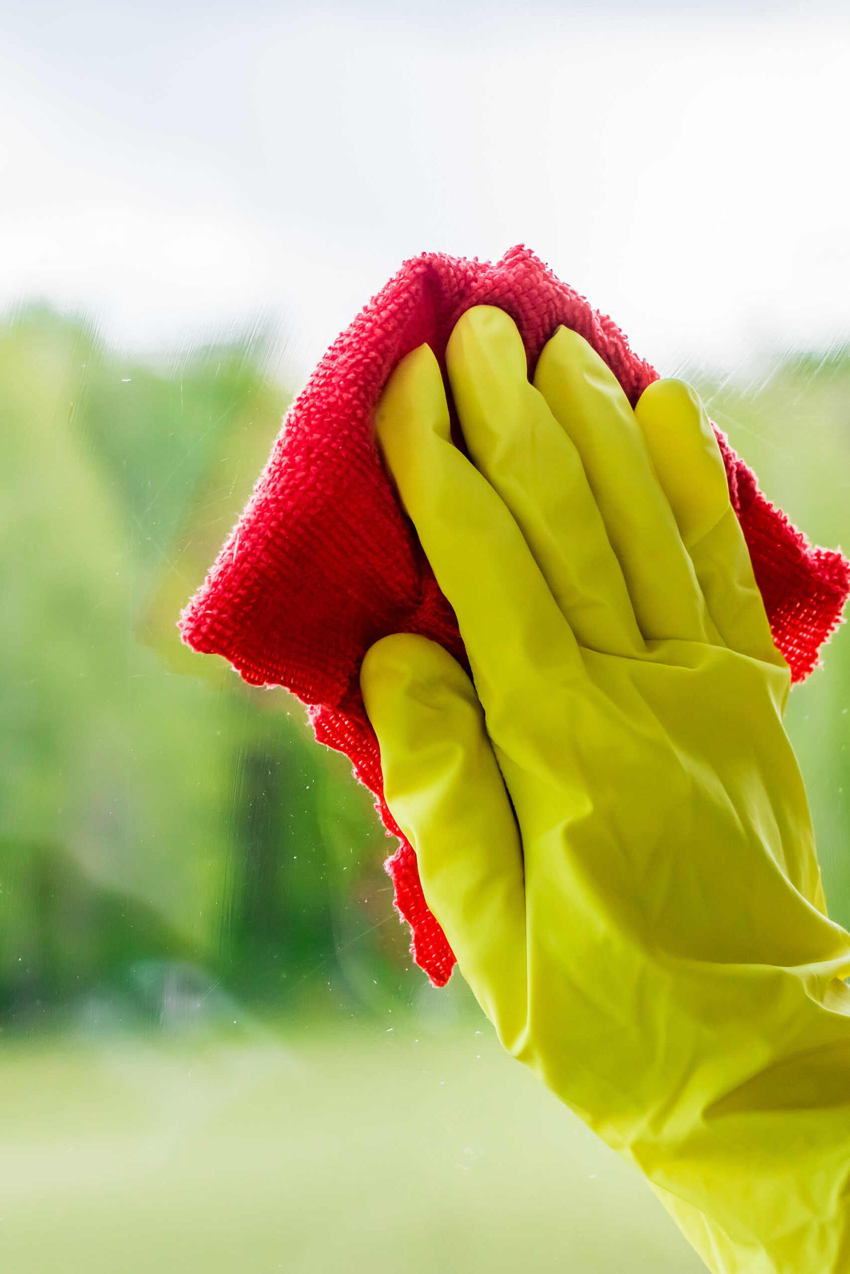 Washing dirty windows and home cleaning. Housework concept.